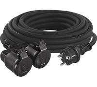 Rallonge de 15 m - 2 prises Schuko - câble à double isolation - contacts sécurisés - câble flexible - adaptée à une utilisation en extérieur - IP 44 H07RR-F3G - section de câble de 15 mm²