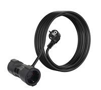 Rallonge de 2 m avec 2 prises de contact de protection - Double rallonge coudée - 2 prises de terre - H05VV-F 3G 1,0 mm² - IP44 - Jusqu'à 250 V/16 A - 3680 W - Pour la maison et le bureau - Noir