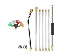 Rallonge de buse de nettoyage en acier inoxydable pour nettoyeur haute | Kit de 7 barres d'extension de tuyau pour nettoyeur haute pression pour extérieur, jardin, cour, allée (coude à 25 degrés)
