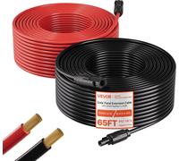 Rallonge de câble solaire VEVOR 19,9 m noir et 19,9 m rouge, 10 AWG, câble de rallonge solaire avec connecteurs MC4, câble en cuivre étamé étanche IP67, câble solaire pour installations photovoltaïque