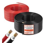VEVOR Rallonge Panneau Solaire 6 mm² Câble d'Extension de Panneau Solaire 30,5 m Noir 30,5 m Rouge pour Systèmes Photovoltaïques Extérieurs, Camping-cars, Bateaux, Fil de Cuivre Étamé, Étanche IP67