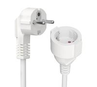 Rallonge de Contact de Protection 0,3 m, Rallonge IP20 R-allonge Schuko 250 V, 16 A, 3680 W, H05VV-F3G 1,5 mm² R-allonge Prolongateur électrique - pour l'intérieur - Blanc