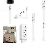 Rallonge de prise électrique rétractable (plage de longueur : 19,37 à 28,3 pouces ; Rotation à 180°) - Équipé de 2 prises secteur et de 2 ports USB (Dont 1 USB-C et 1 USB-A), ce gadget pratique offre