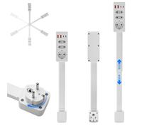 Rallonge de Prise Extensible rectangulaire (45-70 cm), multiprise pivotante, 1 USB A, 1 USB C et 3 Prises 3 Prises, Rotatif à 360°, Prise Extensible