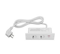 Rallonge de Prise Plate, Prise de Moyeu USB C Alimentée Multiprise Encastrée pour Meubles, 2 Ports de Prise Secteur Cordon de 4,9 Pieds Prises USB A USB C Rapides 10 W Montées