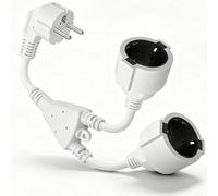 Rallonge double fiche blanche pour prise, rallonge avec 2 prises Schuko 250 V/16 A, 3 x 1,5 mm², rallonge de câble avec répartiteur de prise, prise multiple pour cuisine, bureau