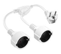 Rallonge Double Prise,Câble de Ligne en Plastique AC-Schuko avec Prises à 2 Prises,Rallonge Electrique Exterieure IP20 pour la Maison,Le Bureau,3 x 1,5 mm²,Jusqu'à 250V/16A,Blanc
