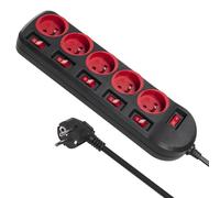 Rallonge electrique 5 prises avec interrupteurs 1,5 m Maclean Energy MCE204