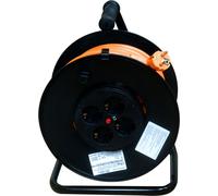 Rallonge électrique Bachmann à 4 prises avec enrouleur, câble H05VV-F 3G2.5, 40 m, orange