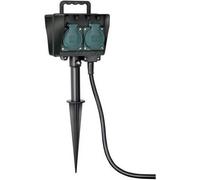 Brennenstuhl Prise de Jardin 4 x avec Pointe de Terre (Plastique résistant aux intempéries, Prise extérieure avec boîtier étanche, câble 1,5m) Noir