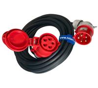 Rallonge électrique CEE 10 m H07RN-F 5 x 2,5 mm², fiche coudée à 5 broches, 16 A, 400 V, IP44