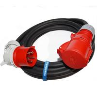 Rallonge électrique CEE 15 m H05VV-F 5 x 2,5 mm², fiche coudée à 5 broches, 16 A, 400 V, IP44