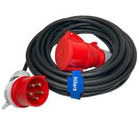 Rallonge électrique CEE pour courant fort H07RN-F 5 × 4 mm², fiche coudée à 5 broches, 32 A, 400 V, IP44, 3 m