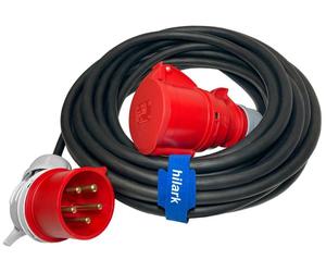 Rallonge électrique CEE pour courant fort H07RN-F 5 × 4 mm², fiche coudée à 5 broches, 32 A, 400 V, IP44, 3 m