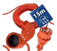 Rallonge Électrique Extérieure 15m IP44 3×1,5 mm² 2000W Orange Uni-Schuko | Câble Prolongateur Étanche avec Fiche et Prise Type F avec Clapet -Rallonge pour Tondeuse, Jardin, Chantier-Horoz Electric