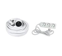 Rallonge électrique - Prolongateur électrique - Rallonge Prise - Rallonge Prise électrique - DEBFLEX - Rallonge 10m HO5 VV - Blanc 335601 & Rallonge multiprise / 3 Prises 2P+T 16 A/Cordon 1m - Blanc