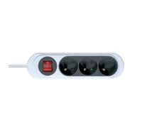 Rallonge électrique - Prolongateur électrique - Rallonge prise - Rallonge prise électrique - Gamme NOLA - 3 Prises 2P+T 16A avec Interrupteur-Cordon 1 mètre, Gris Anthracite