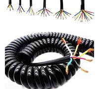 Rallonge Électrique Rétractable, 2, 3, 4, 5, 6, 7, 8, 9, 10, 12fils, Câble Spiralé, 0,2mm², 0,3mm², 0,5mm², 0,75mm², 1mm², 1,5mm², 2,5mm², Noir, 1m/3,28pi(5 Core,0.75mm²-3.28ft)