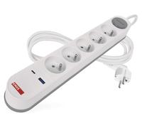 Rallonge Emos avec 5 prises USB C FAST et interrupteur, 3 m, blanche