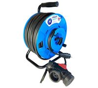 Rallonge en caoutchouc H05RR-F 3x2,5 mm2 sur enrouleur inversé avec adaptateur triple 50m