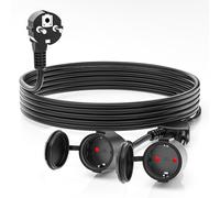 Rallonge extérieure de 5m avec 2 Prises Schuko, Rallonge Outdoor IP44, Rallonge Double pour l'extérieur avec 2 Prises de Courant à Contact de Protection, 16A/250V, Noir