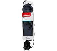 Rallonge extra-plate - 3 prises - 2P+T - cordon 1.5 m - noir/gris foncé