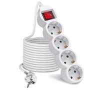 Rallonge multiprise - 3 mètres - 4 prises - Interrupteur - Blanc