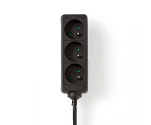 Rallonge Multiprise 3 Voies 3680W 16A Broche Terre 5m Type E France Noir