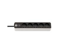 Brennenstuhl Multiprise Ecolor 1153254520 5 prises à 45° 3500W 5 m Blanc/Noir
