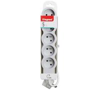 Rallonge multiprise extra-plate - 5 prises - 2P+T - cordon 1.5 m - blanc/gr