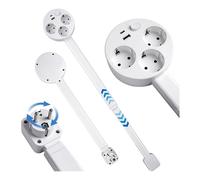 Rallonge multiprise murale rotative 360° EU rétractable 47,5-67,5 cm blanche