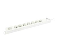 Rallonge multiprises - PROFILE - Bloc de 8 prises 2P+T - Avec interrupteur - 1.5m - Blanc