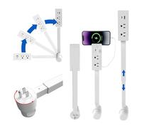 Rallonge murale extensible avec ports USB-A/C et 2 prises secteur, réglable de 56 à 86 cm, pivotante à 180 - Compatible avec les prises