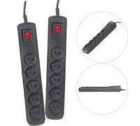Rallonge parafoudre 1,5 m, 5 prises, noire, lot de 2