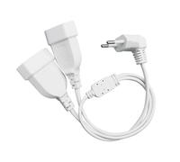 Rallonge Plate 2 en 1 - Multiprise Extra Plate avec Fiche à Angle Droit 90° - 250V/2.5A Max - pour TV, Ordinateur, PC, Moniteur, Box Internet, Lampe, Électronique - Rallonge Prise Plate (Blanc)