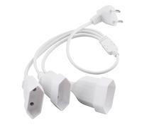 Rallonge Plate 3 en 1 Multiprise Extra Plate Coude 250 V/2.5 A Max | Rallonge Prise Fiche Plate pour TV Ordinateur Moniteur Beamer Lampe Appareils Ménagers Blanc