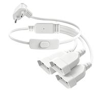 Rallonge Plate 3 en 1 Prises Multiprise Plate 50cm, Fiche 90°,250V 2,5A Max | Multiprise Extra Plate avec Interrupteur pour TV, Ordinateur, Moniteur, Console de Jeu, Lampe et Petit Électroménager