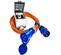 Rallonge pour camping-car CEE avec compteur d'énergie H07BQ-F 3x2,5mm² Orange haute visibilité 20m