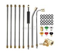 Rallonge pour nettoyeur haute pression, 4000 psi, acier inoxydable, 5 buses | Laiton + acier inoxydable + plastique, 5 buses, tige courbée de 30 ° + 90 °, 4000 psi, 140 °F, raccord 1/4"