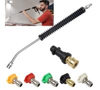 Rallonge pour nettoyeur haute pression 53,3 cm QC 0,6 cm pour pistolet de | Lance de lavage à jet avec adaptateur compatible avec le pistolet nettoyeur haute pression Karcher K2-K7, angle courbé de 20°