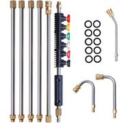 Rallonge pour Nettoyeur Haute Pression Jeu de 9 tiges d'extension haute pression, 6 buses + baguettes coudées 30°/90°/120°, connexion rapide 1/4" for nettoyeurs 4000PSI