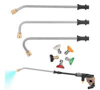 Rallonge pour nettoyeur haute pression - Lance de nettoyage de gouttière - Longue baguette de nettoyeur haute pression avec 5 embouts de pulvérisation, pour allée, sol, balcon, porche, terrasse