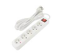 Rallonge PS1-05E-0300-W 3x1,5mm² femelles : 5 caoutchouc blanc 3 mètres 10A LAN