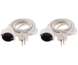 Rallonge Schuko HO5VV-F 3G1,5mm² 2m - Blanc - Zenitech (Lot de 2)