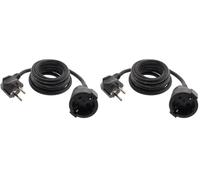 Rallonge Schuko HO5VV-F 3G1,5mm² 2m - Noir - Zenitech (Lot de 2)