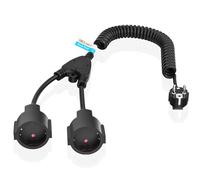 Rallonge spiralée à Contact de Protection, Rallonge Schuko with 2 Schuko Sockets, Câble spiralé à Contact de Protection 3M Extensible de 0,9m à 3 m Max, 230V/16A Rallonge PVC, Noir