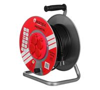 Vertex Enrouleur de câble PB25METAL – 25 m, 4 prises SCHUKO, terre, IP44, fusible thermique