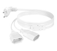 rallonges d'alimentation,200cm 2 en 1 Câble d'extension de Prise d'extension EU,0,75 mm² Max. 2.5A/250V Fiche Euro vers Prise Euro pour Ordinateur,TV,PC,Blanc
