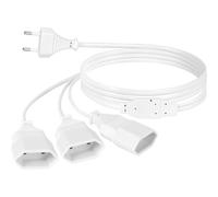 rallonges d'alimentation,200cm 3 en 1 Câble d'extension de Prise d'extension EU,0,75 mm² Max. 2.5A/250V Fiche Euro vers Prise Euro pour Ordinateur,TV,PC,Blanc