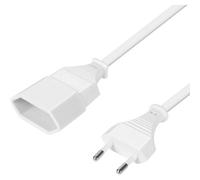 Rallonges d'alimentation,2m Câble D'extension de Prise d'extension EU,0,75 mm² Max. 2.5A/250V Fiche Euro vers Prise Euro pour Ordinateur,TV,PC,Blanc